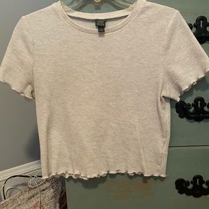 Short sleeve waffle knit crop top